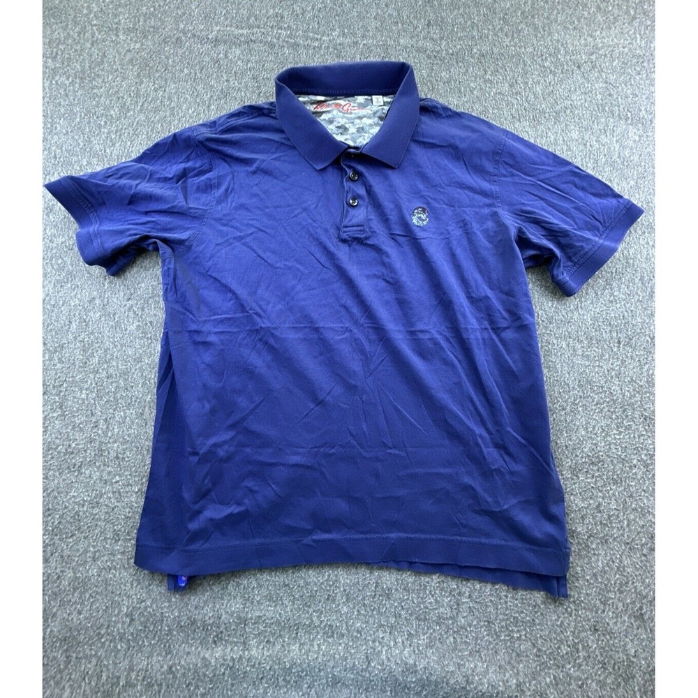 Robert Graham Polo Mens Large Navy Blue Short Sleeve Shirt‎ Lightweight Logo - Picture 2 of 11